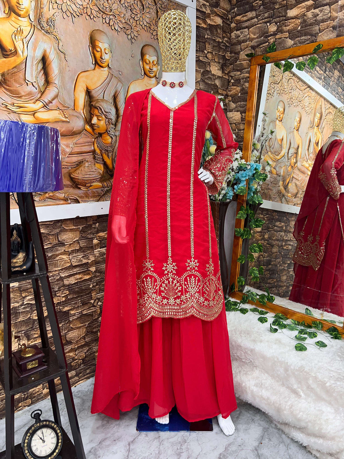 PARTY WEAR TOP AND SARARA. WITH FANCY DUPATTA WITH HEAVY EMBROIDERY WORK*