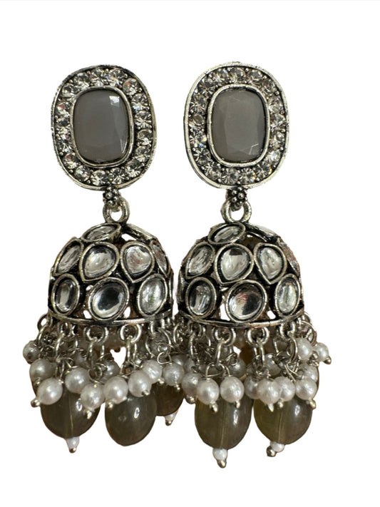 Antique Sliver Plated Kudan Jhumka Earrings