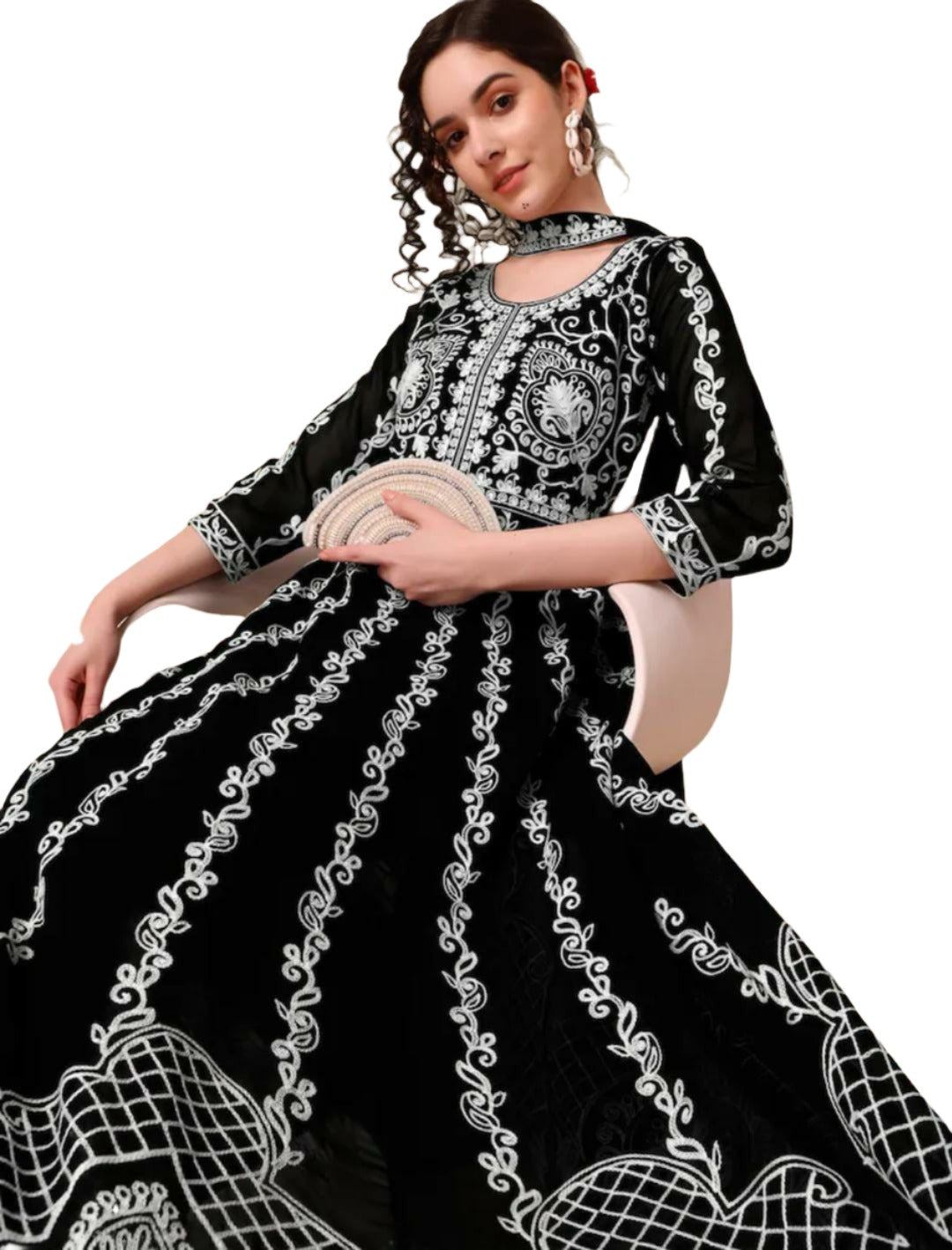 Lucknowi Chikankari Georgette Anarkali Kurta with Dupatta