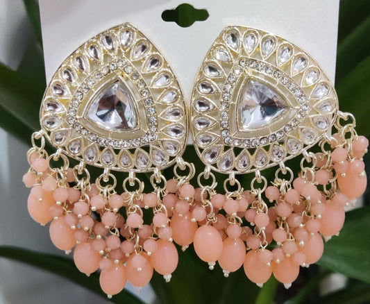 Gold-Plated Kundan and Pearl Classic Chandbalis Earrings