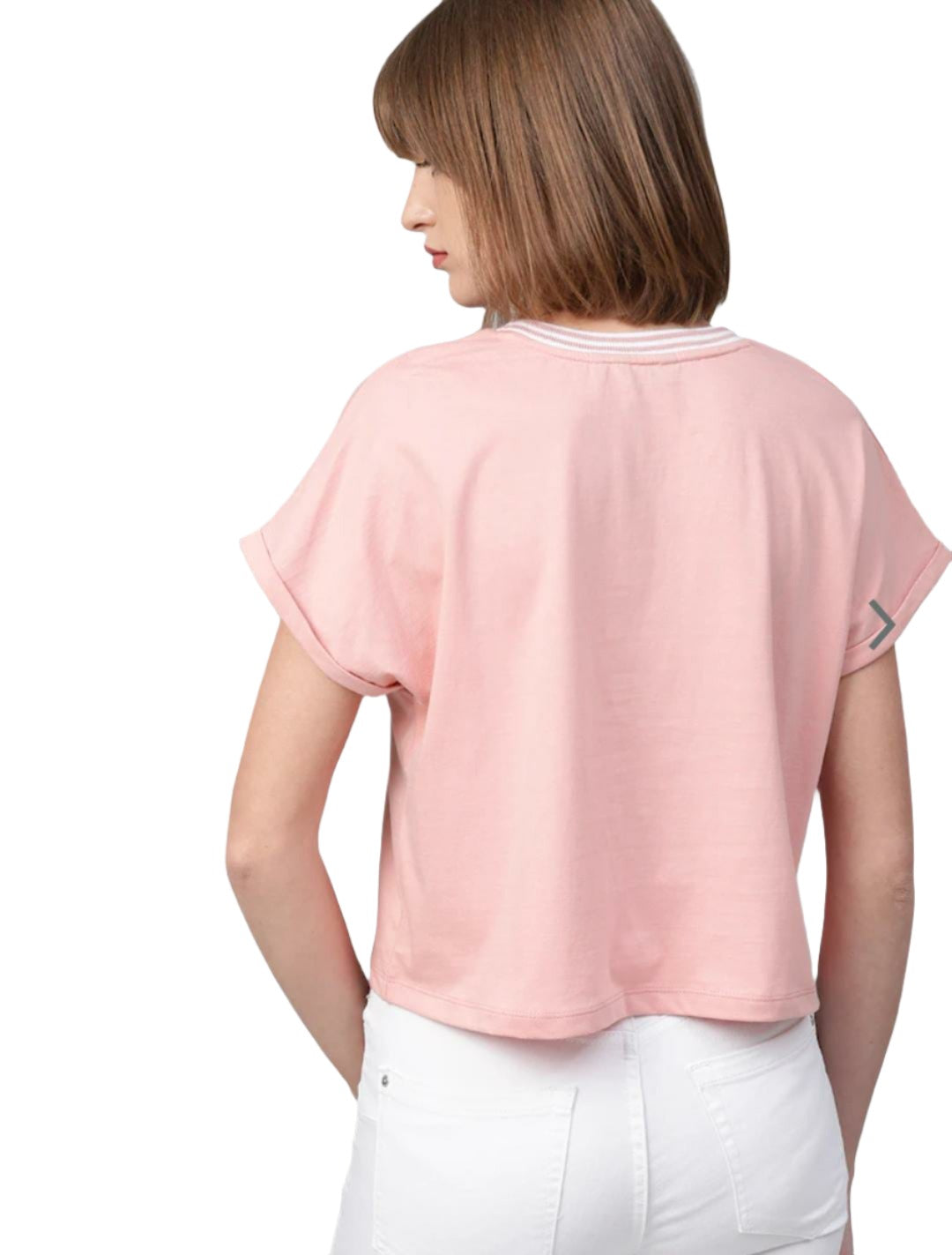 Cropped Top Dusty Pink Boxy Fit Round Neck Pure Cotton