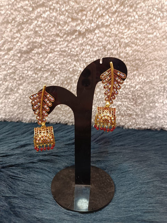 Women Gold-Toned & Jali Style Drop Earrings