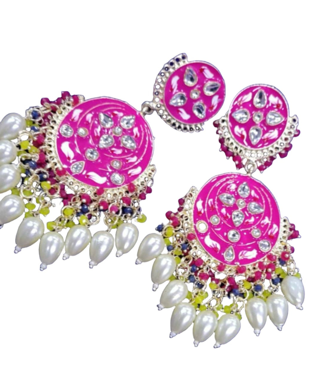 Chandbali Earrings Pink