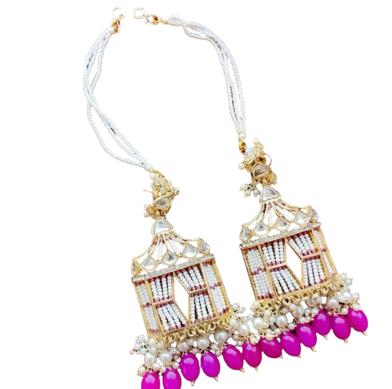 Earrings with Sahara Chain with Doli Kundan 