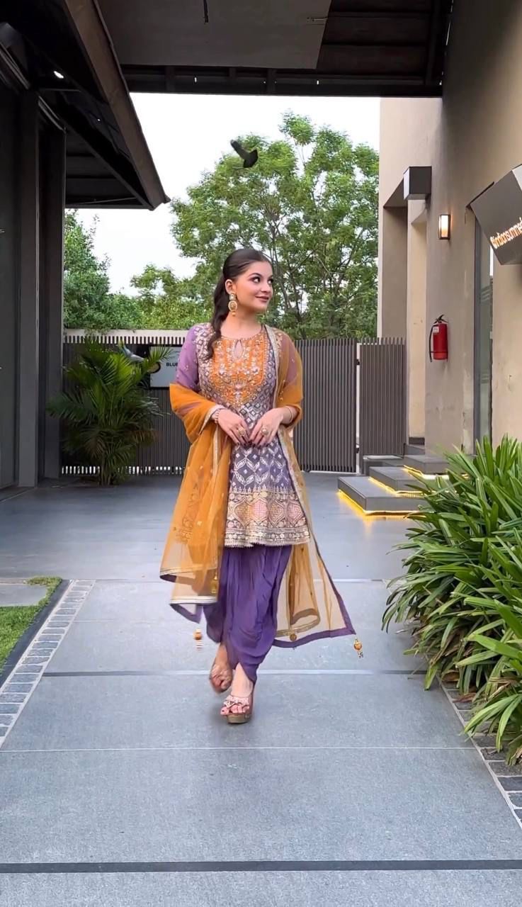 New Designer Party Wear Look Top, Dhoti Salwar and Dupattaa