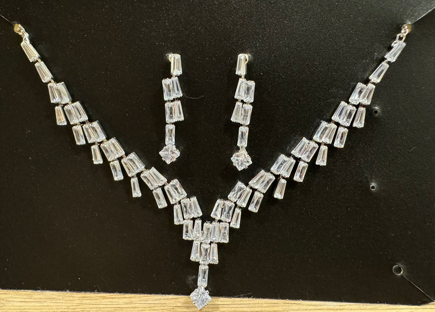 Silver-Plated & White CZ-Studded Jewellery Set