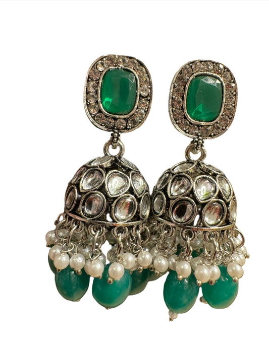 Jhumka Antique Sliver Plated Kudan Earrings