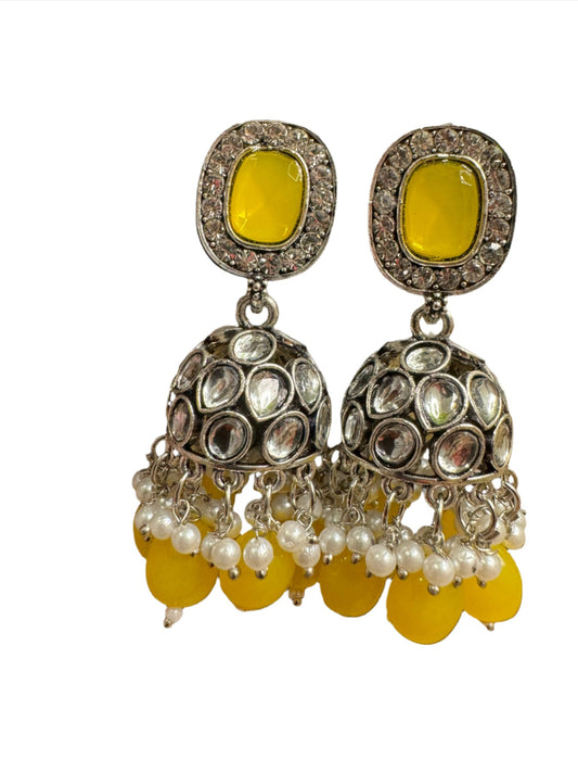 Jhumka Antique Sliver Plated Kudan Earrings