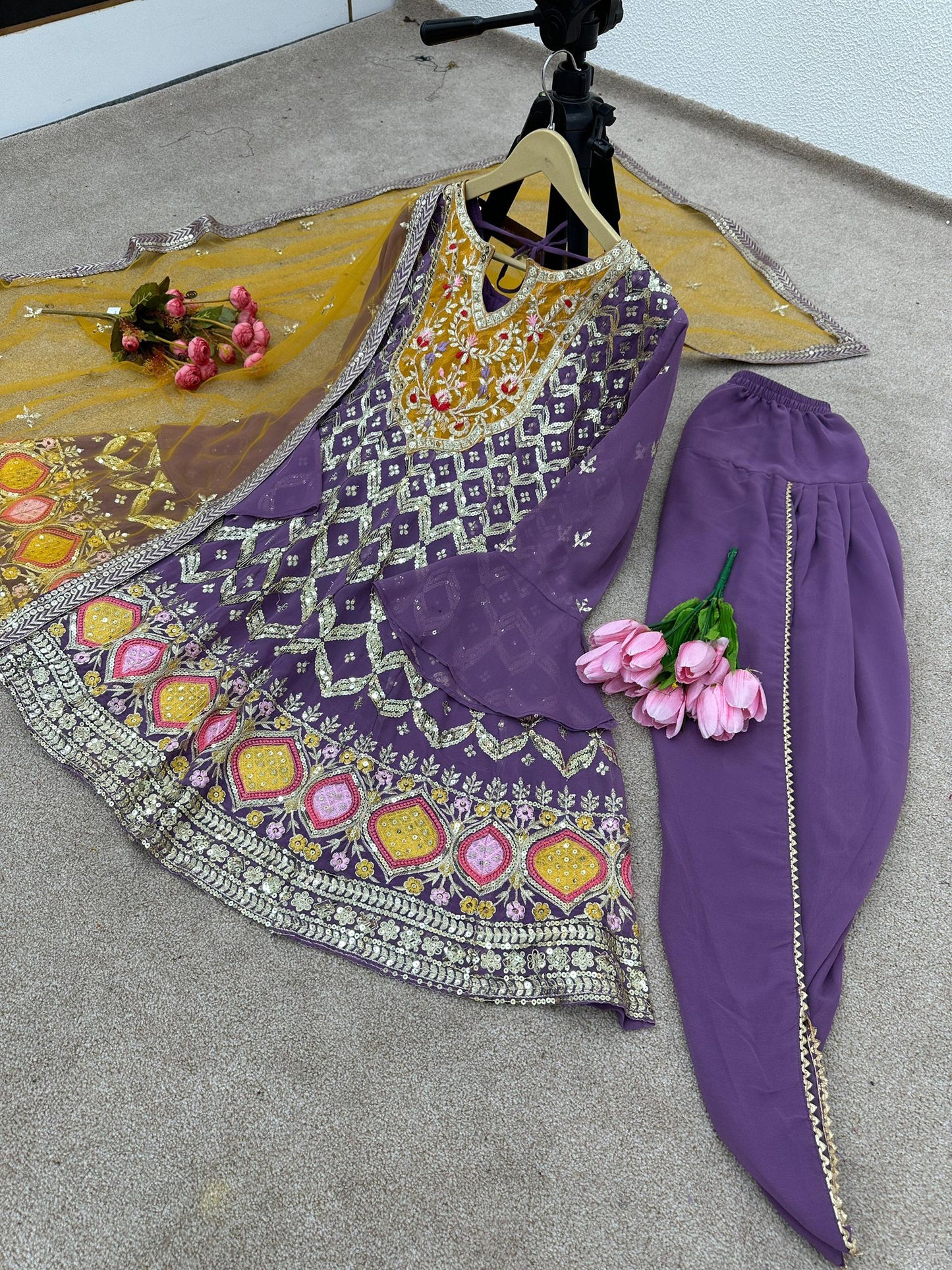 New Designer Party Wear Look Top, Dhoti Salwar and Dupattaa