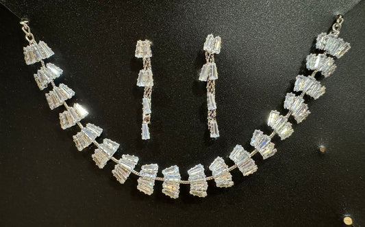 Silver-Plated & White CZ-Studded Jewellery Set