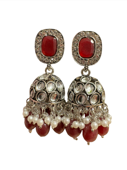 Jhumka Antique Sliver Plated Kudan Earrings