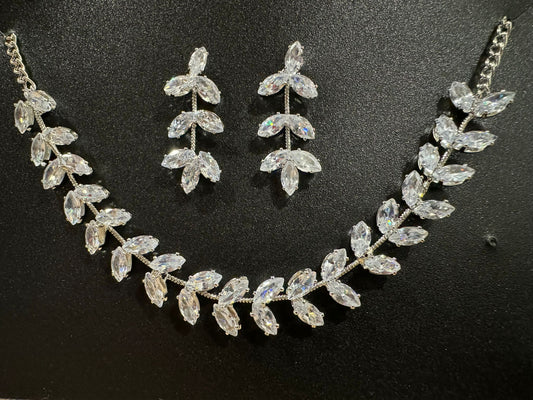 Silver-Plated & White CZ-Studded Jewellery Set