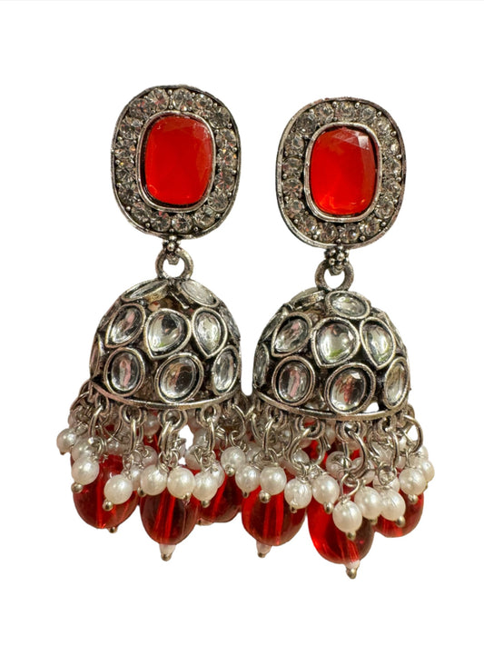 Jhumka Antique Sliver Plated Kudan Earrings