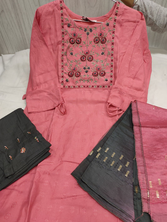 Chinon Weaving With Embroidery & Handwork With Full Inner Embroidery & Handwork - Neha Couture Indian Fashion
