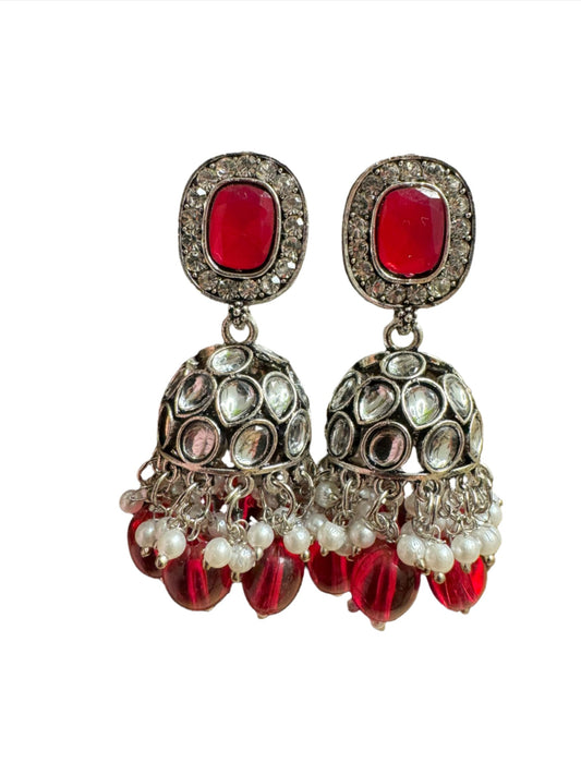 Jhumka Antique Sliver Plated Kudan Earrings