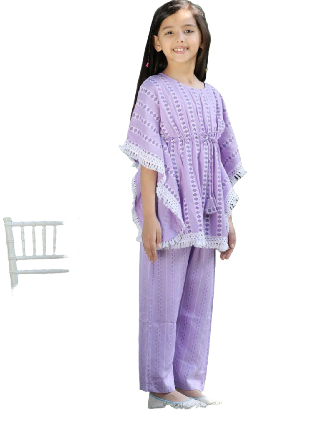 Kaftan Kurta with Palazzos for Girls Printed Round Neck