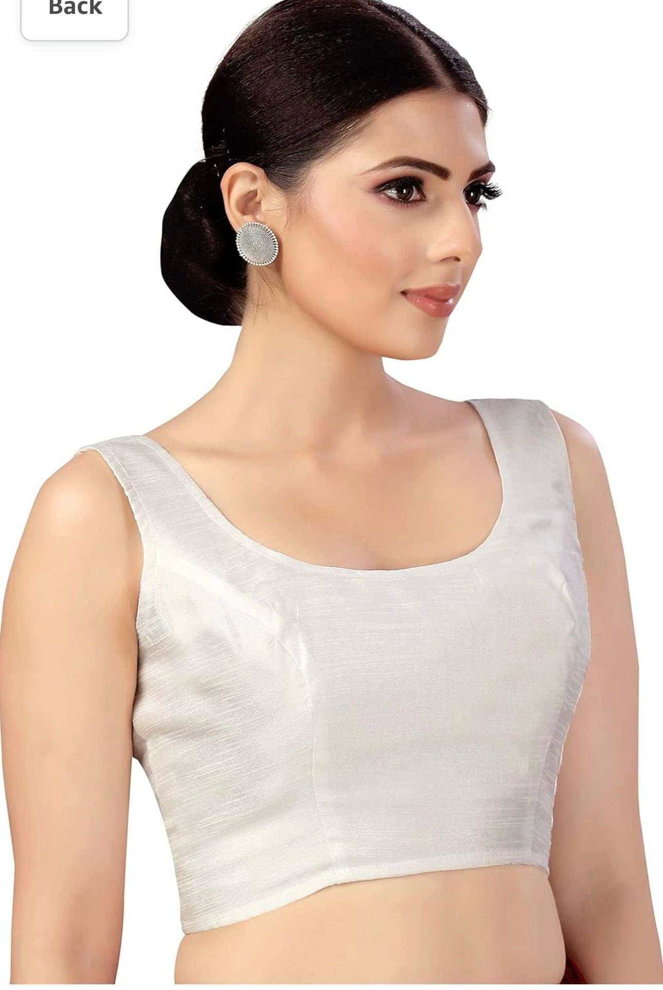 Women's Readymade Art Silk Sleeveless Saree Blouse(White)