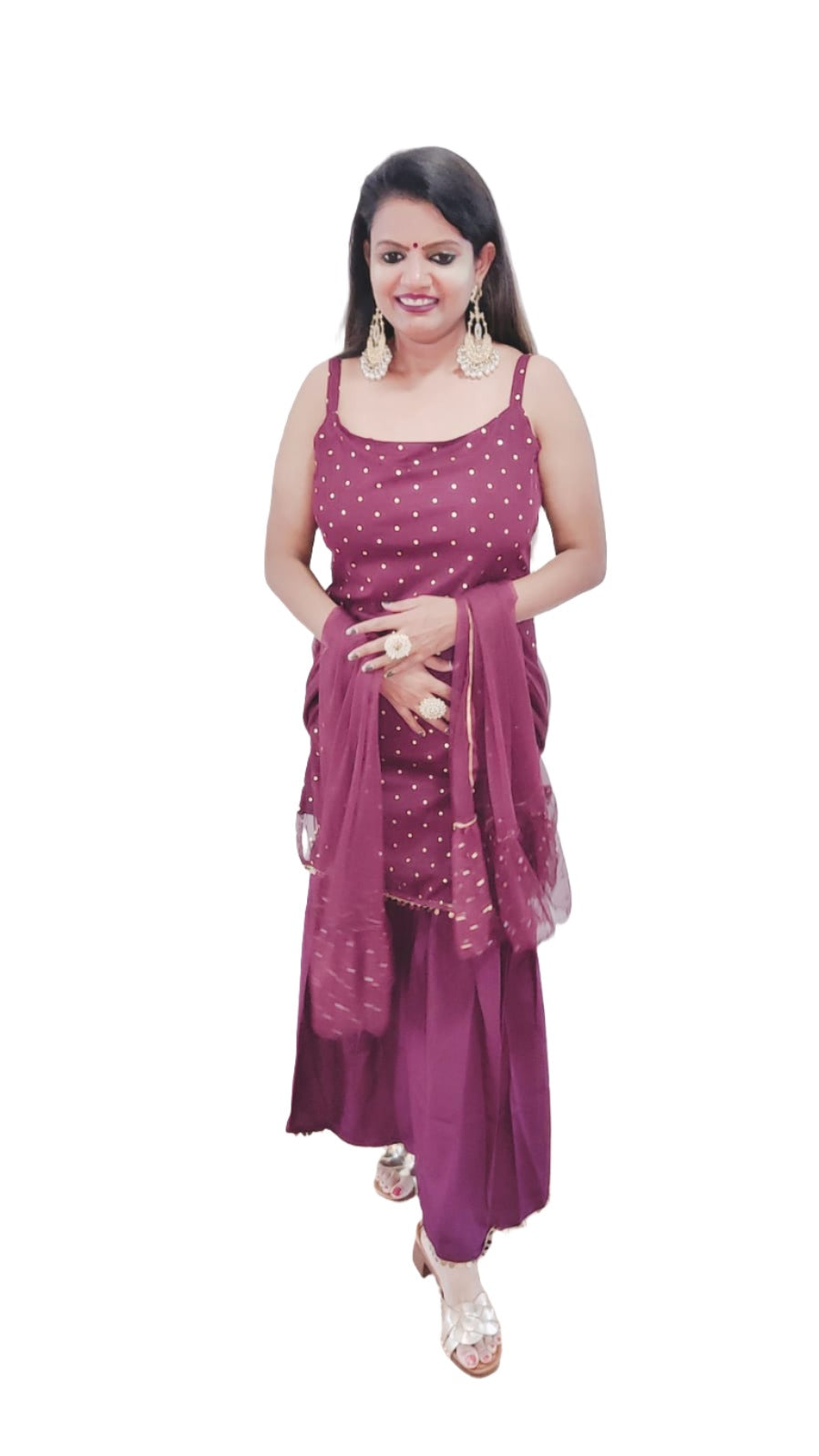 Geometric Crepe Top to Toe Fusion Kurta Set