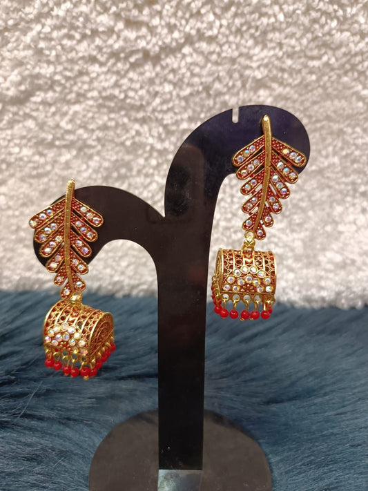 Women Gold-Toned & Jali Style Drop Earrings