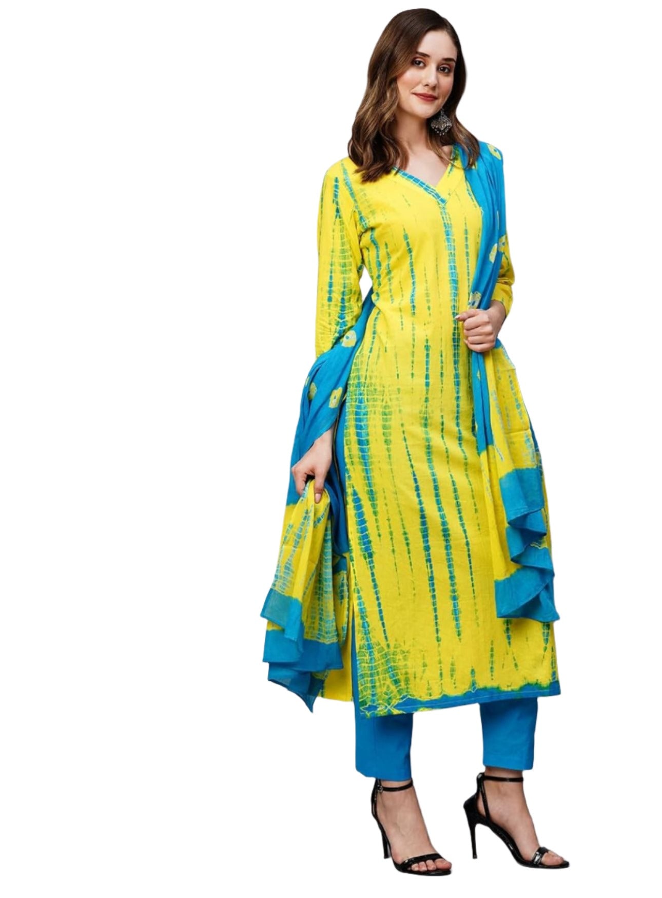 Women's Rayon Blend Straight Printed Kurta with Pant & Dupatta