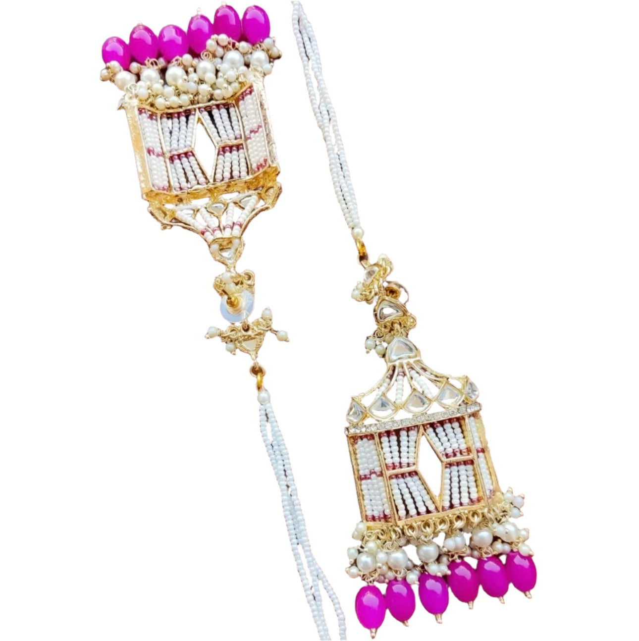 Earrings with Sahara Chain with Doli Kundan 
