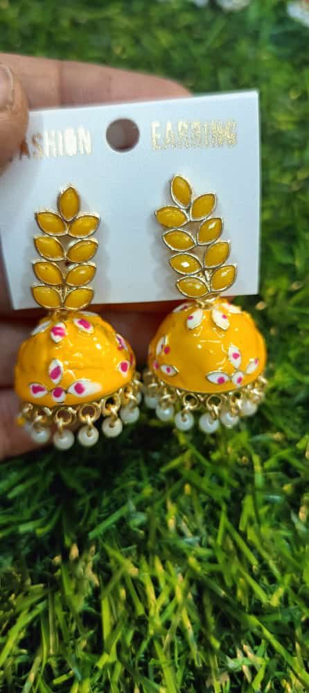 Gold-Plated Dome Shaped Meenakari Jhumkas