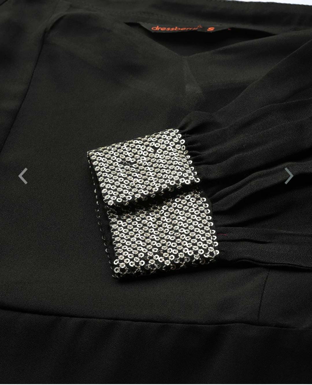 Black Solid A-Line Dress