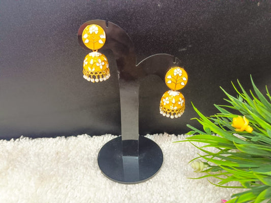 Gold-Plated Dome Shaped Meenakari Jhumkas Earrings
