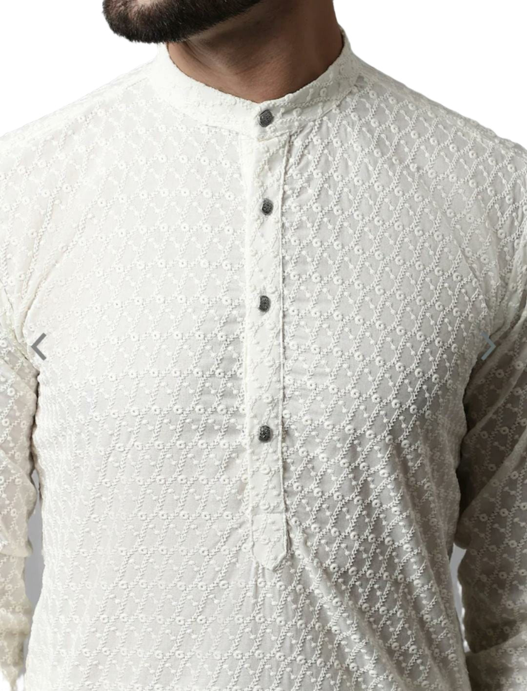 Chikankari Kurta with Churidar Ethnic Motifs Embroidered Pure Cotton