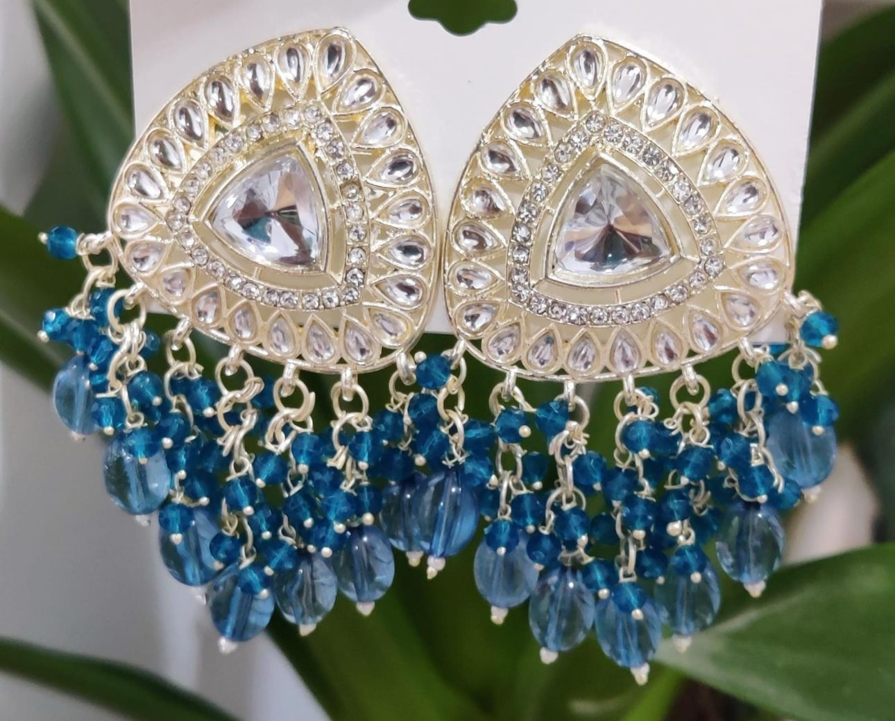 Gold-Plated Kundan and Pearl Classic Chandbalis Earrings