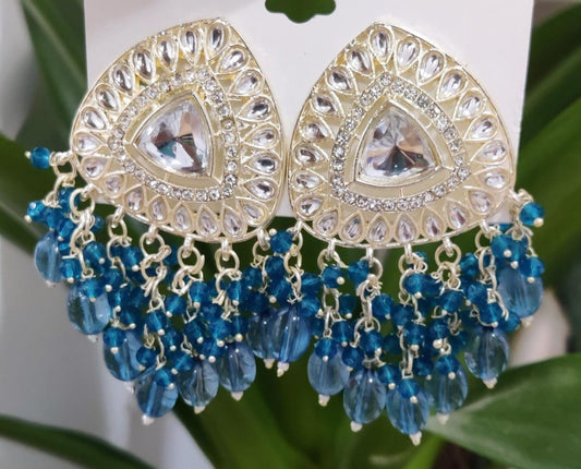 Gold-Plated Kundan and Pearl Classic Chandbalis Earrings