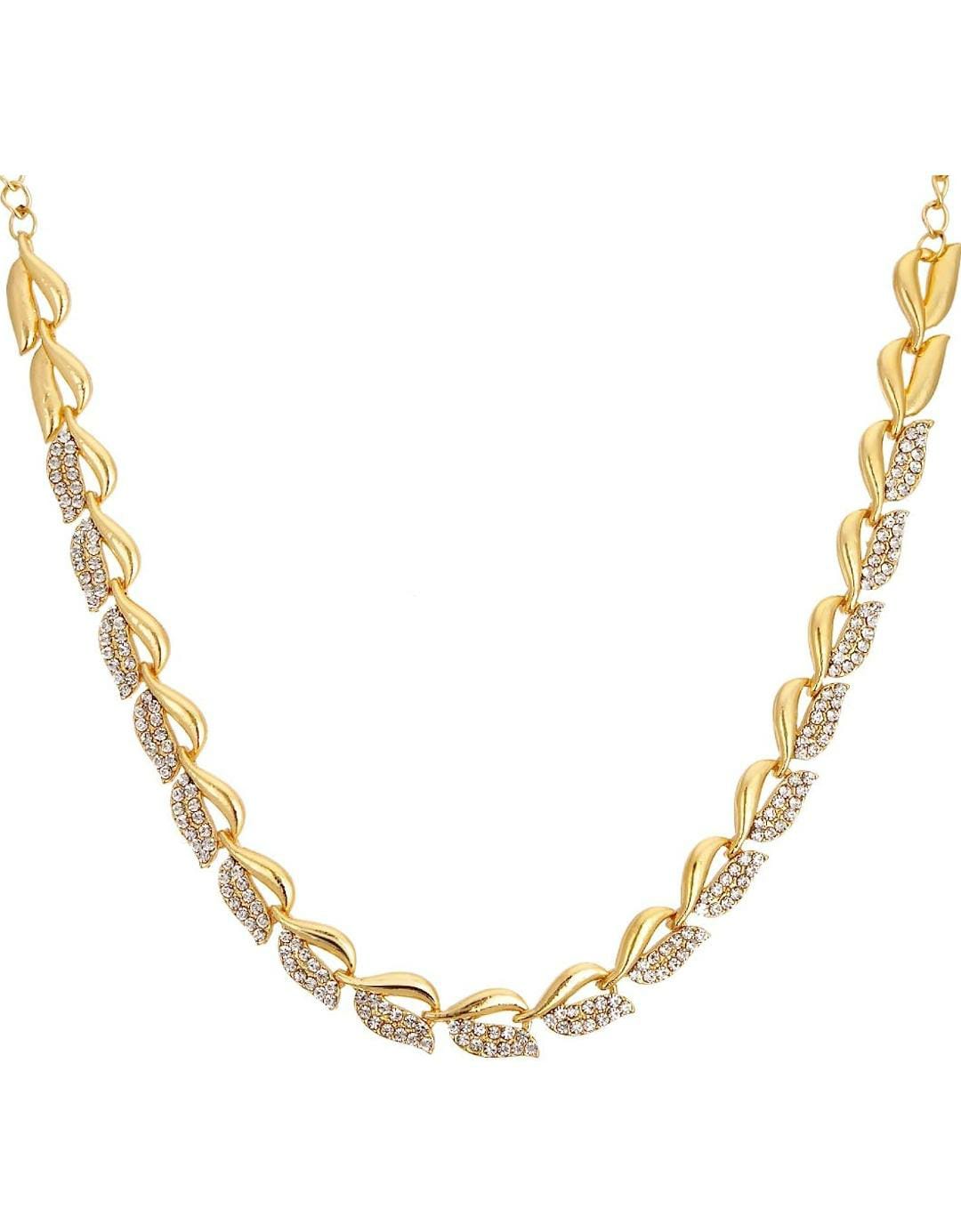 Non-precious Metal Gold Plated and American Diamond Necklace Set & Bangles for Women & Girls