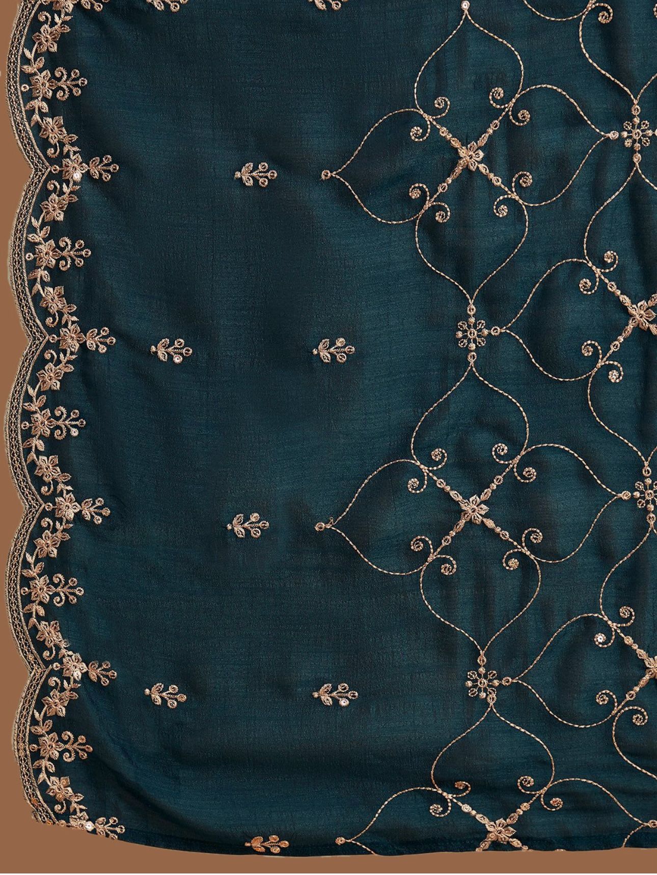 Yoke Design Sequinned Straight Kurta with Trousers & With Dupatta Zoom