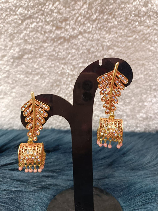 Women Gold-Toned & Jali Style Drop Earring