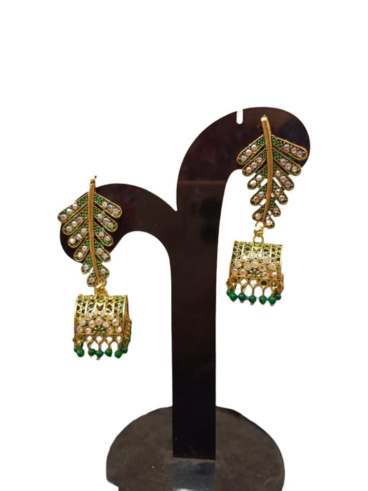 Women Gold-Toned & Jali Style Drop Earring.