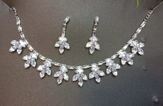Silver-Plated & White CZ-Studded Jewellery Set