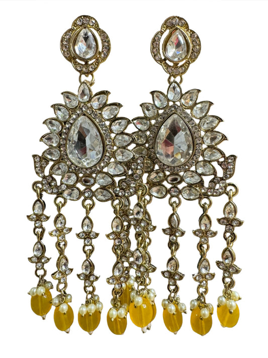Handmade Kundan & Ad Chandbali Earrings with Pearl Jewelry