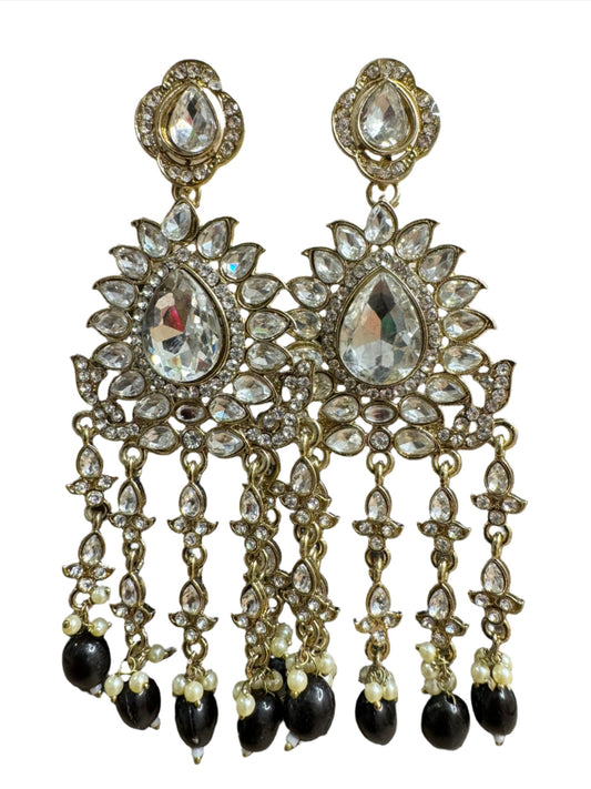 Handmade Kundan & Ad Chandbali Earrings with Pearl Jewelry