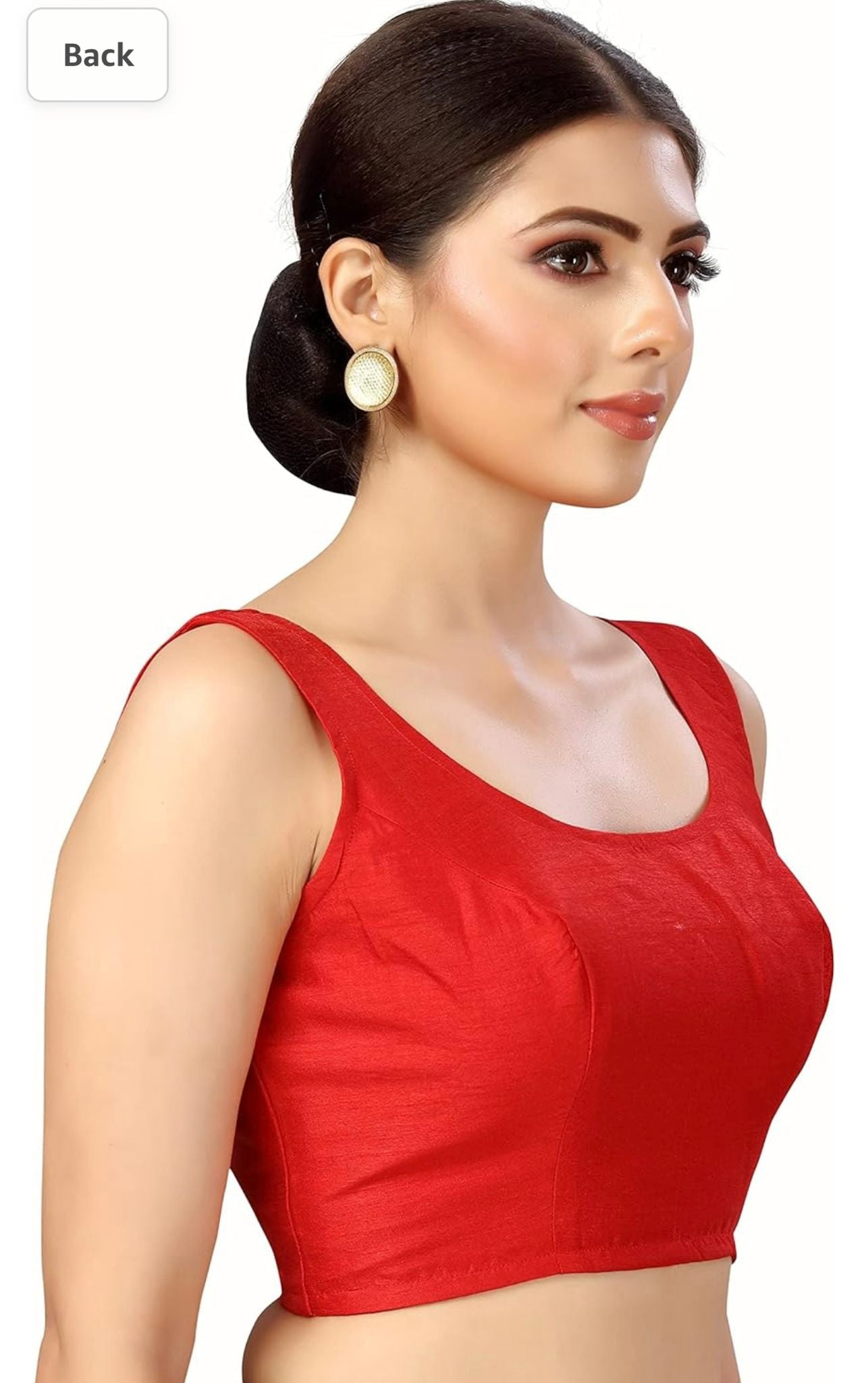 Women's Readymade Art Silk Sleeveless Saree Blouse(Red)