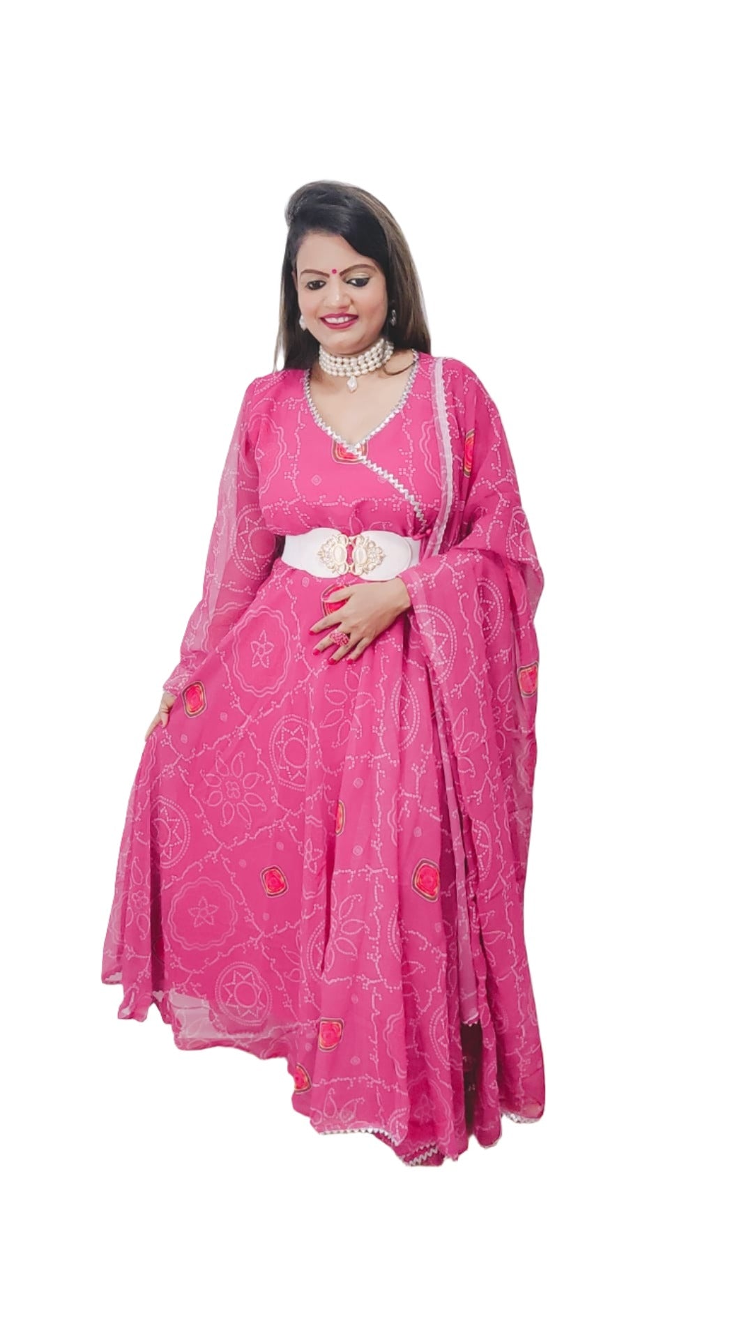 Beautiful Designer Suit on Heavy Georgette Fabric With inner and bandhani digital print(Pakistani Collection)