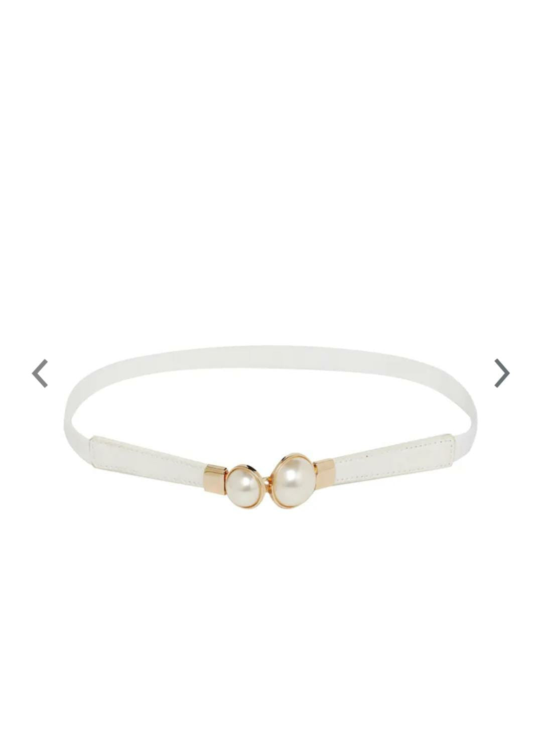 Women White Textured Belt
