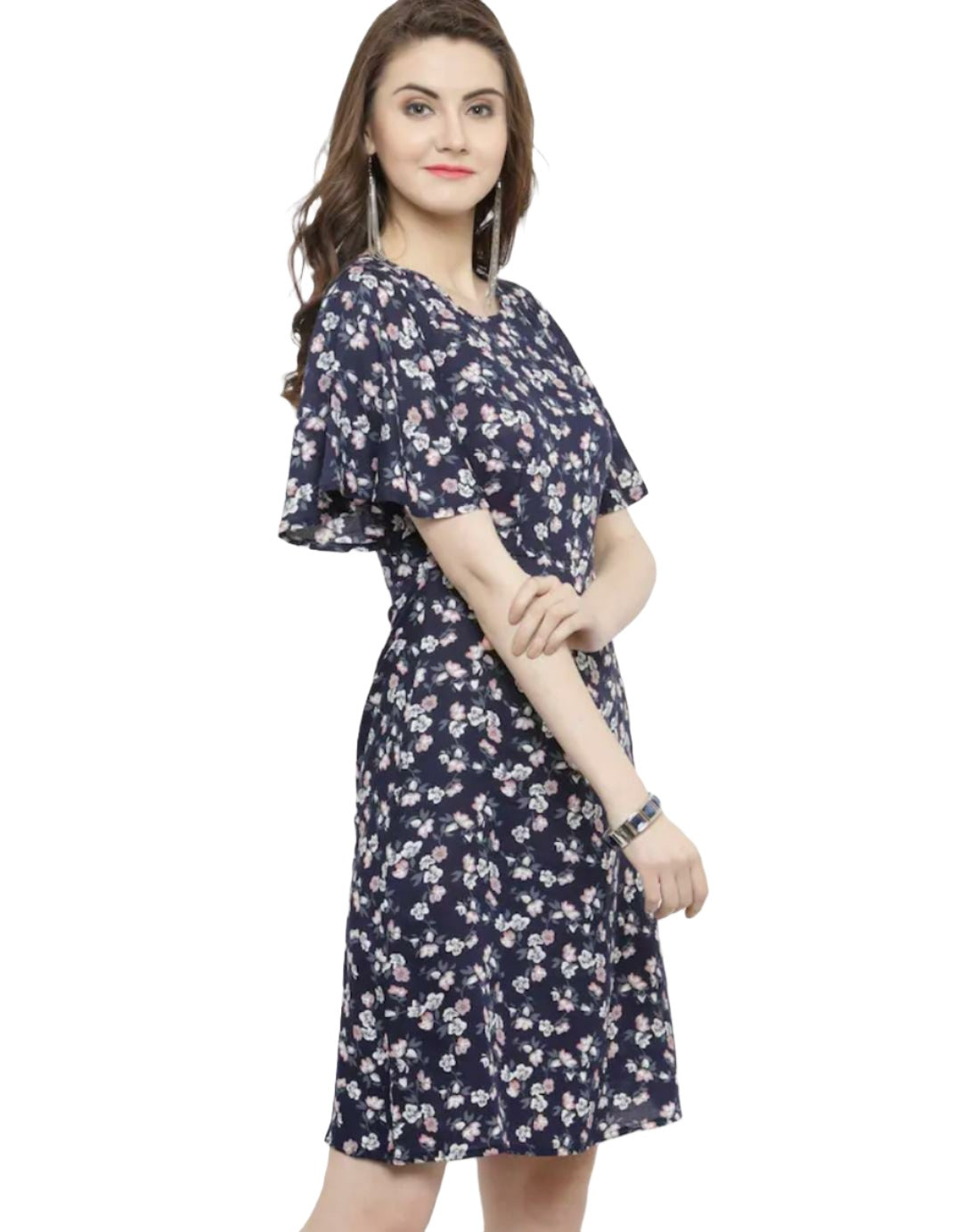 Women Blue Printed A-Line Dress