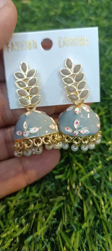 Gold-Plated Dome Shaped Meenakari Jhumkas