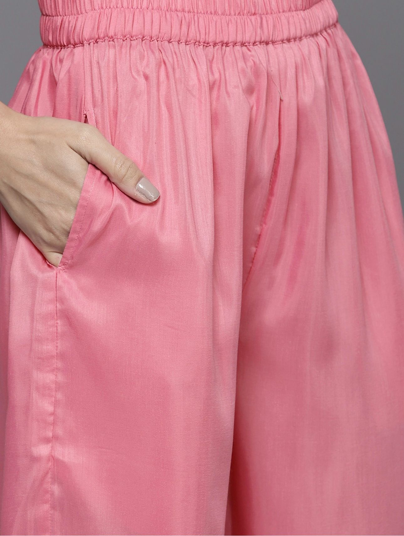 Pink Zari Kurta with Palazzos & With Dupatta