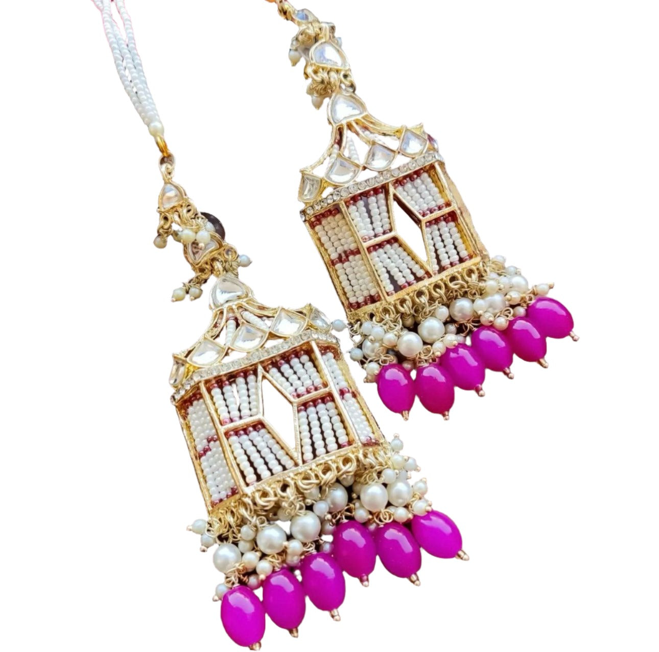 Earrings with Sahara Chain with Doli Kundan 