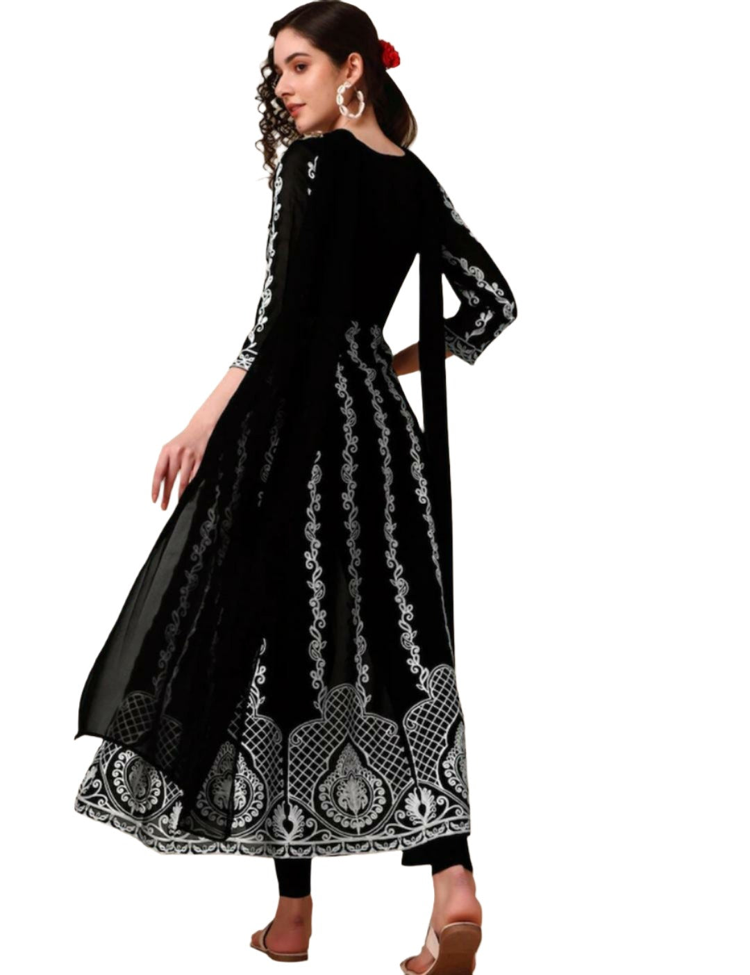Lucknowi Chikankari Georgette Anarkali Kurta with Dupatta