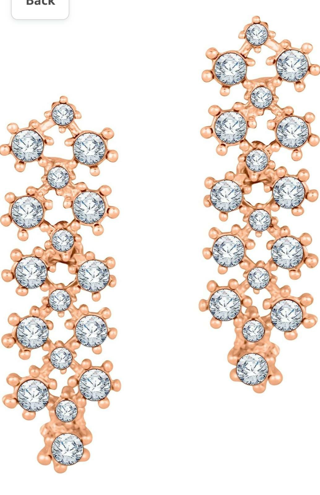 Rose Gold Crystal AD Diamond Necklace Jewellery Set with Earrings for Women and Girls Suits Best Party, Wedding and Occasional Wear
