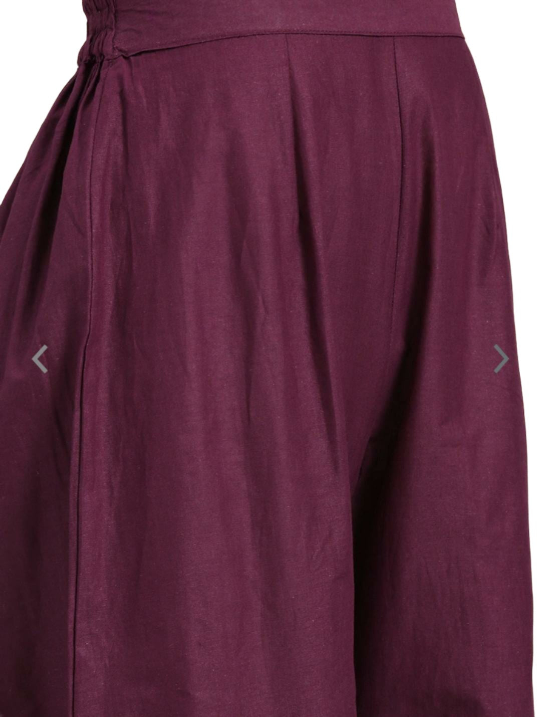 Women Purple Ethnic Motifs Yoke Design Regular Thread Work Pure Cotton Kurta with Palazzos