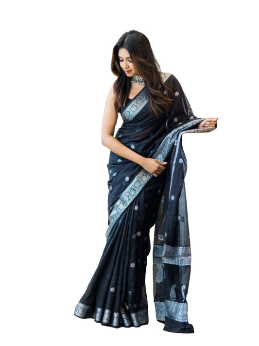 SOFT LILAN SLAB ATTRACTIVE CHARMFULL SAREE  WITH UNSTITCHED BLOUSE
