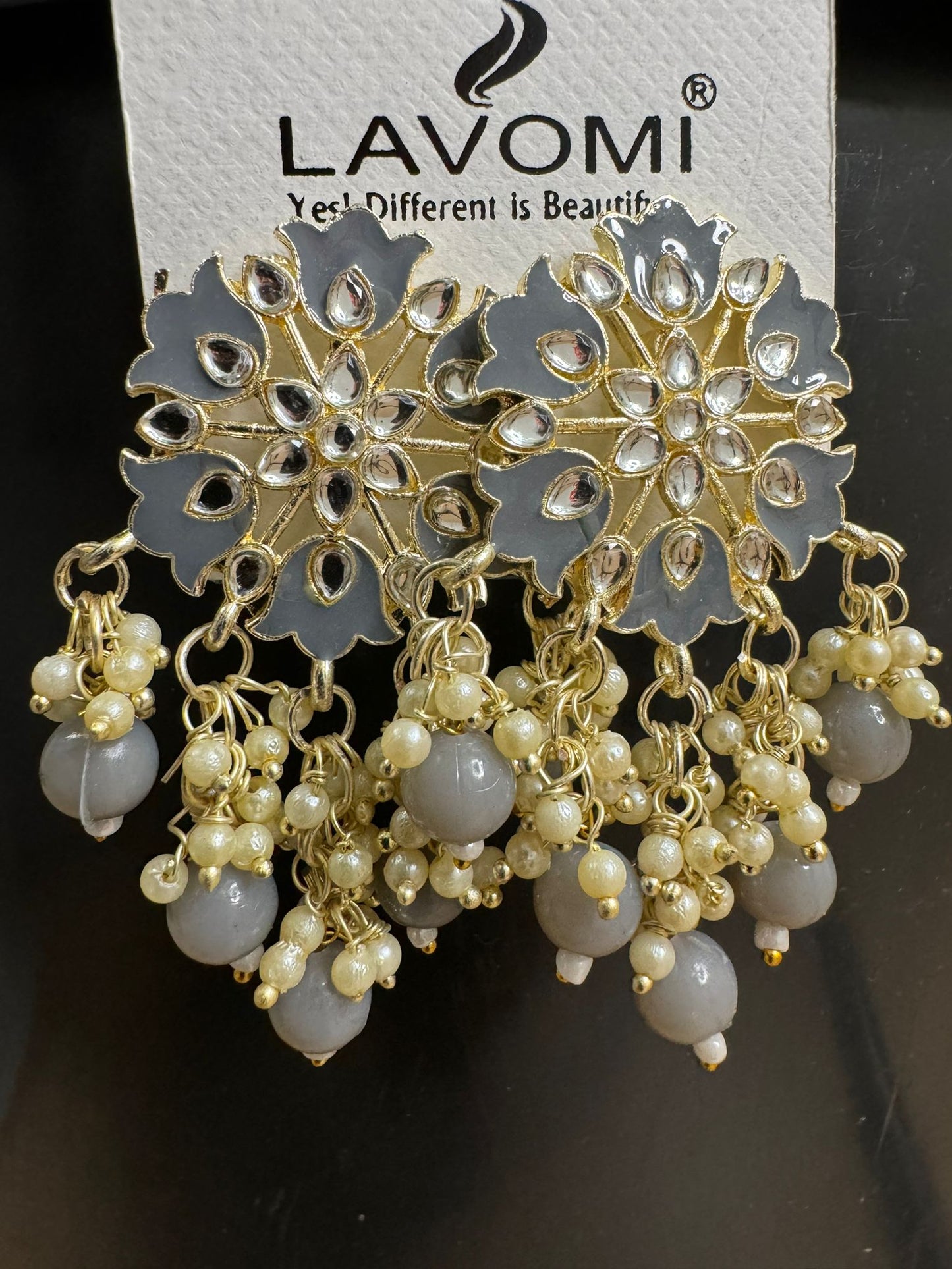 Earring with Meenakari For Women Floral Gold Plated Pearl Metal Drops & Danglers
